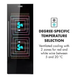 Barossa 77 Duo Weinkühlschrank-Set 2 Zonen 191L/77Fl. Weinglasregal -Haushaltsgeräte 60002418 yy 0006 logo Klarstein Barossa 77 Duo Weinkuehlschrank schwarz
