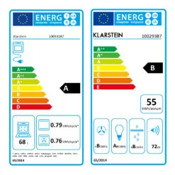 Kalahari Zelda Einbau-Set Backofen + Abzugshaube 68Ltr 620 M³/h Edelstahl -Haushaltsgeräte 60002589 energy label
