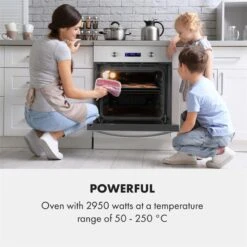 Gusteau Hektor Einbau-Set Backofen + Unterbau-Haube 2950W 64Ltr 530 M³/h Weiß Edelstahl -Haushaltsgeräte 60002592 yy 0003 logo Klarstein Gusteau Elektrischer Einbaubackofen weiss