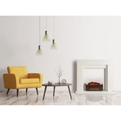 Studio Frame Kamingehäuse-Set Dekokamin + Kamini FX Kamineinsatz | Klassisches Design | MDF | Wandverschraubung | 100 X 88 X 30 Cm | Kamin-Einsatz: 1000/2000W | Täuschend Echte Feuerillusion Mit 2W LED -Haushaltsgeräte 60002704 yy 0003 logo Klarstein Lausanne Frame Gehaeuse Kamini FX