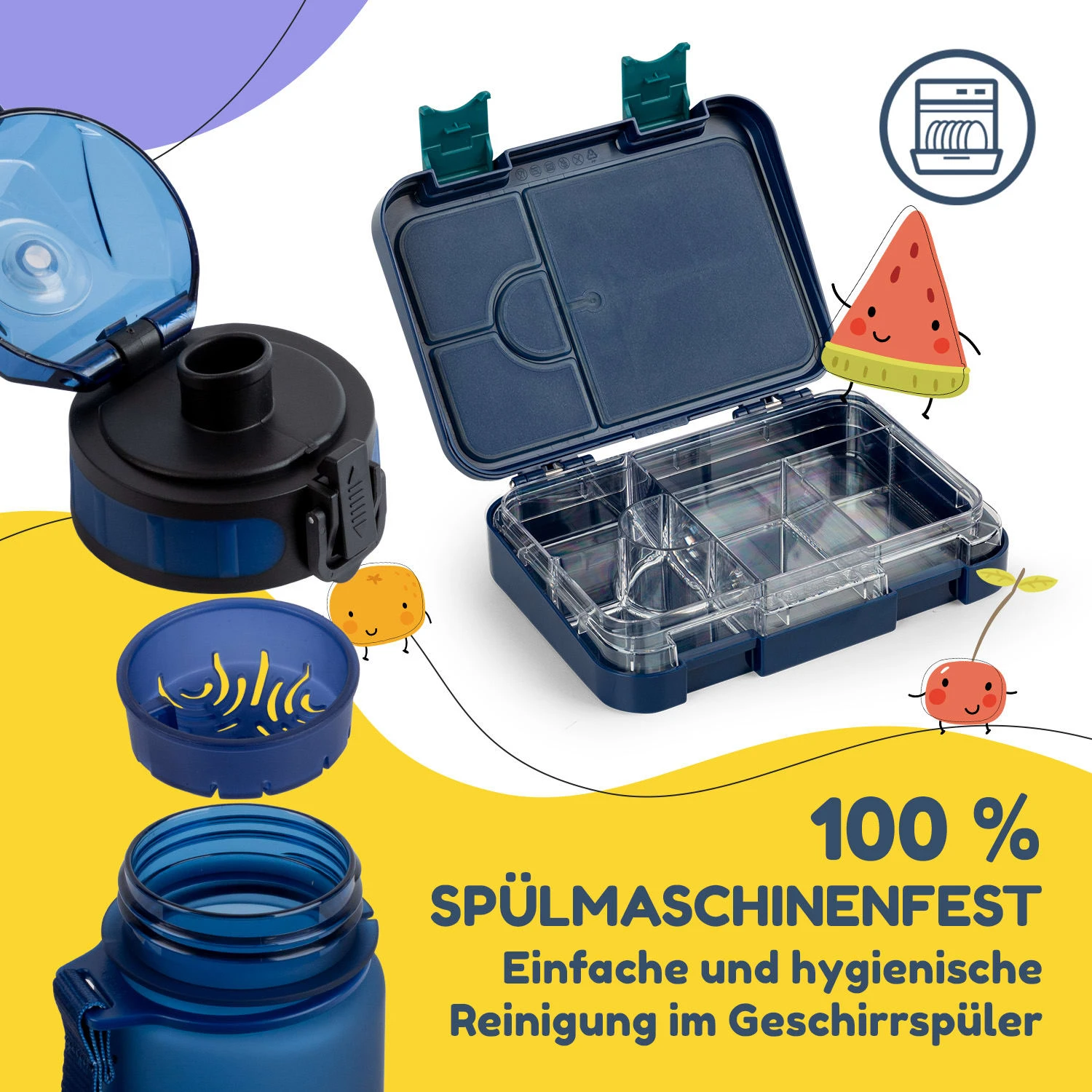 Schmatzfatz Frühstücksset Lunchbox & Trinkflasche Tritan Dicht BPA-frei 5 Schmatzfatz Frühstücksset Lunchbox & Trinkflasche Tritan Dicht BPA-frei – Bild 5